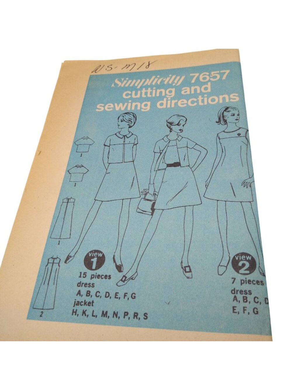 UNCUT Vintage Sewing PATTERN Simplicity 7657, Misses 1968 Dress and Jacket